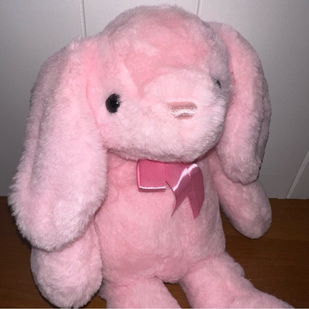 SOFT pink Easter bunny rabbit stuffed animal toy with bow